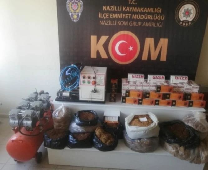 Nazilli’de kaçak içki ve tütün operasyonu