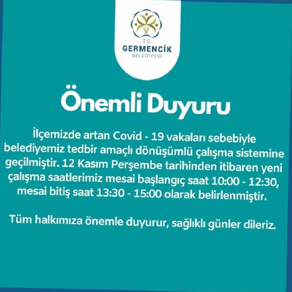 Germencik Belediyesi dönüşümlü çalışma sistemine geçti