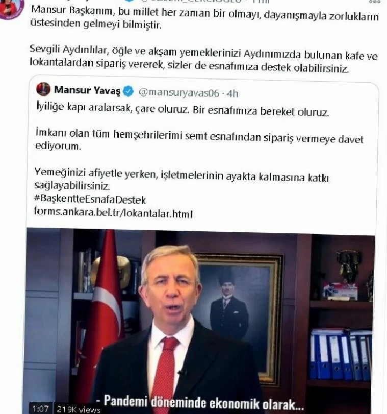 Başkan Çerçioğlu, Ankara Büyükşehir Belediye Başkanı Yavaş’ın çağrısına destek çıktı