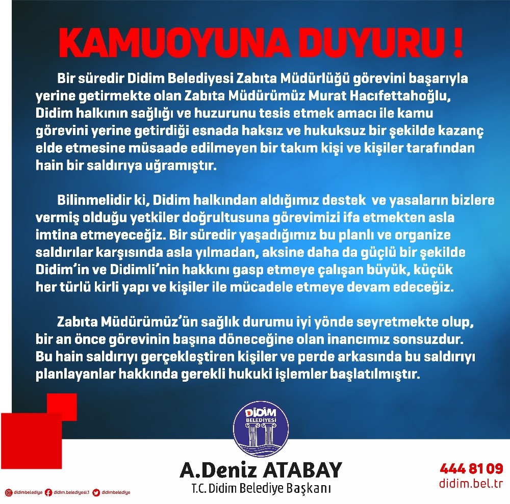 baskan atabay zabita mudurune yapilan saldiriyi kinadi 1 lDkW6hCd Başkan Atabay, zabıta müdürüne yapılan saldırıyı kınadı