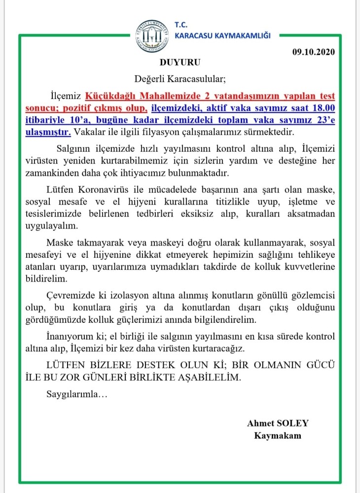 karacasuda 2 vatandasin daha testi pozitif cikti 1 wFA3Qguq Karacasu’da 2 vatandaşın daha testi pozitif çıktı