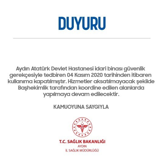 ataturk devlet hastanesi idari binasi kapatildi 1 QDngwBf5 Atatürk Devlet Hastanesi İdari Binası Kapatıldı