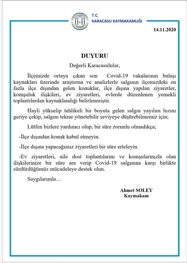 karacasu kaymakamligindan misafir uyarisi 2 Karacasu Kaymakamlığı’ndan ’misafir’ uyarısı