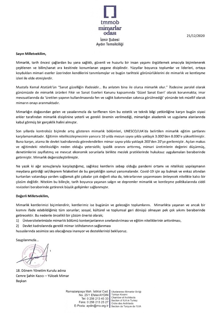 aydinli mimarlardan milletvekillerine mektup 1 ymZrHLmj Aydınlı mimarlardan milletvekillerine mektup