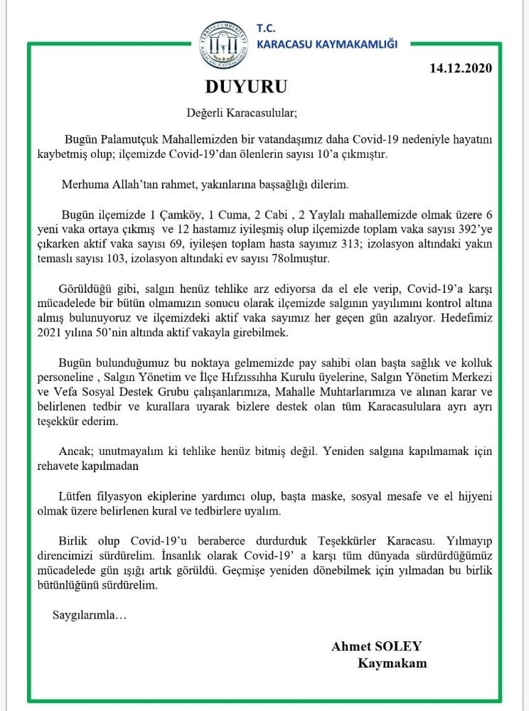 karacasuda korona virusten olenlerin sayisi 10a yukseldi 2 eufgLMpN Karacasu’da Korona virüsten ölenlerin sayısı 10’a yükseldi