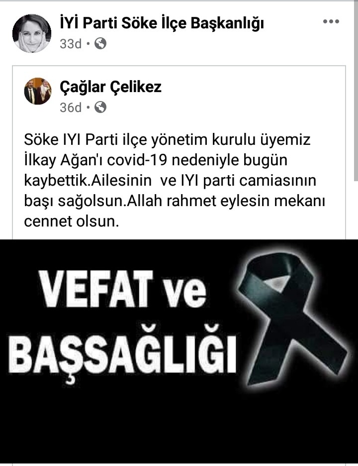 Söke İYİ Parti yöneticisi koranavirüse yenildi 2 soke iyi parti yoneticisi koranaviruse yenildi 2 79QNGuNt Söke İYİ Parti yöneticisi koranavirüse yenildi