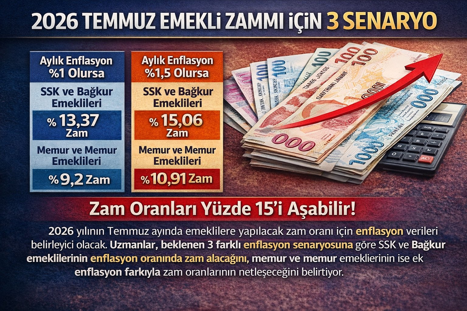 Temmuz Zammı Şekilleniyor: Emekliye Yüzde 15 Üzeri Artış Kapıda